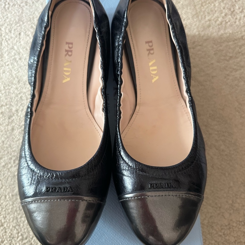 Prada Black Leather Flats